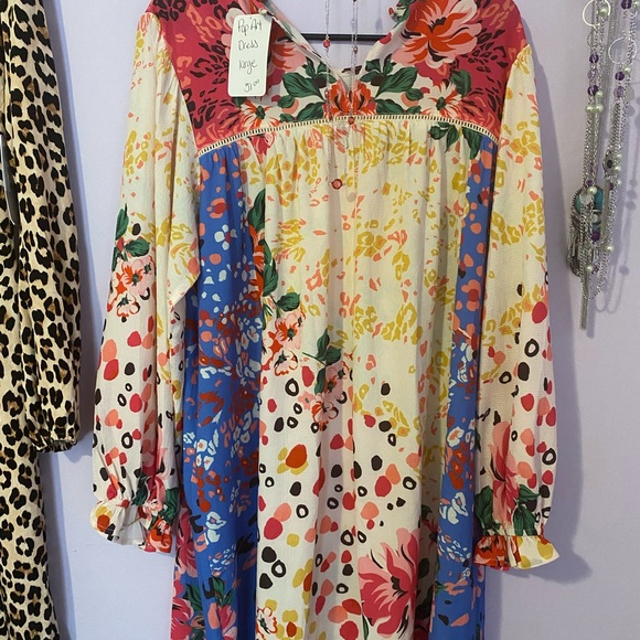 Evelyn Blue pop art dress size L long sleeves new never worn! Fun & colorful - Picture 12 of 16